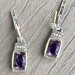 Judith Ripka Diamonds and Amethyst earrings